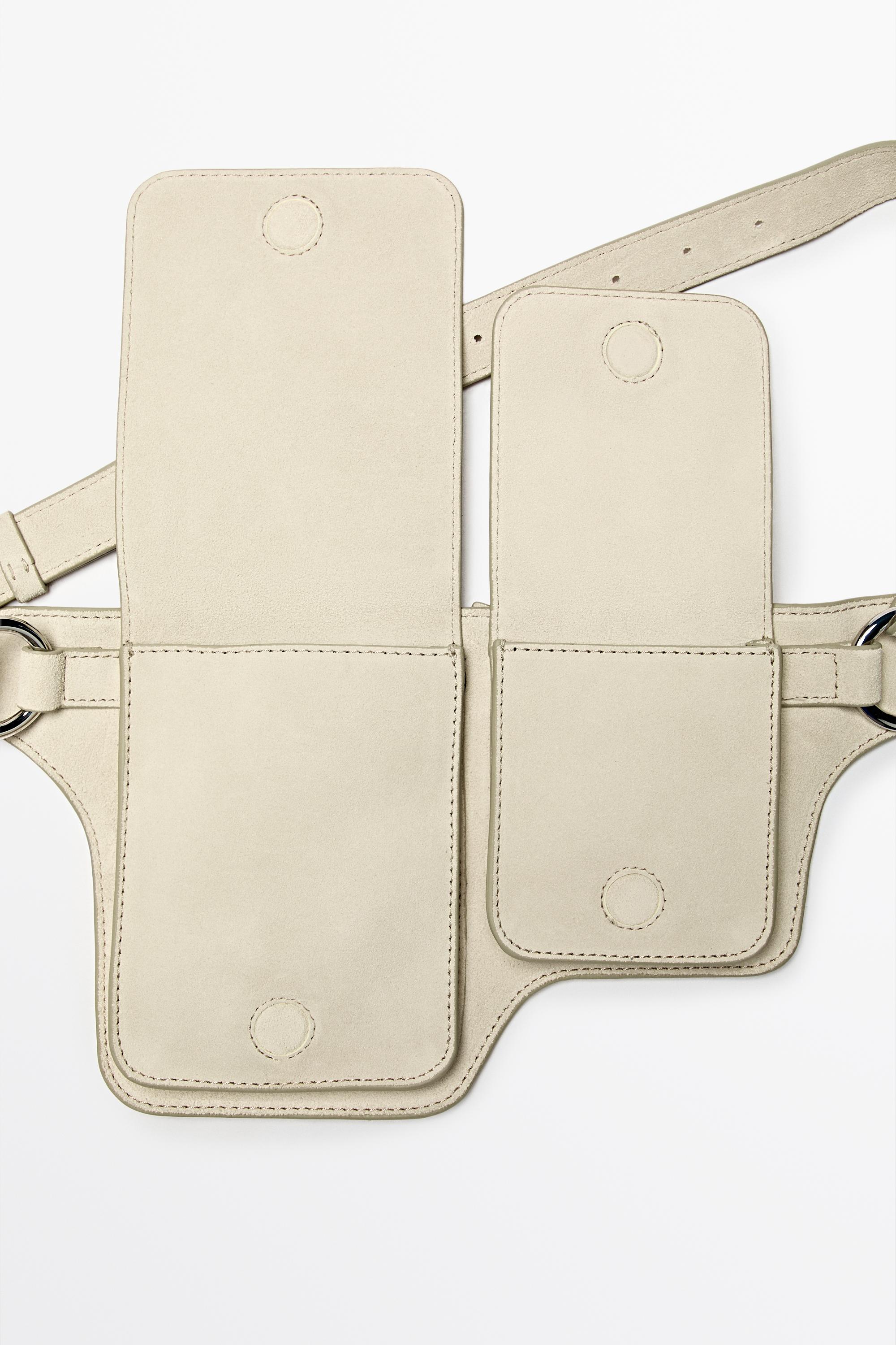 Sac banane double compartiment en croûte de cuir
